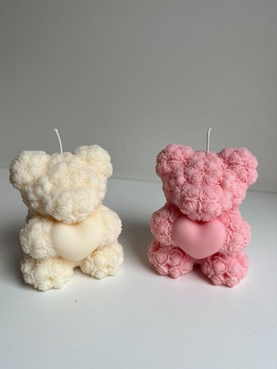 Floral Teddy candle small