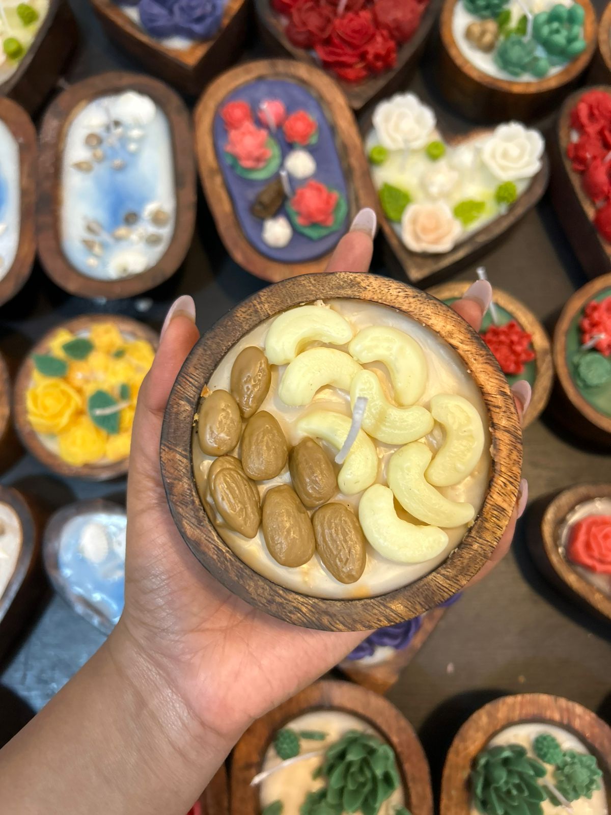 Wooden Kaju Badam Candle